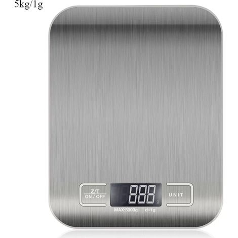 Balance électronique LCD 10 kg/5 kg OZ/ML/LB/G, balance de cuisine en acier inoxydable, outil de mesure pour aliments et régimes.-AquaForge (1/5)
