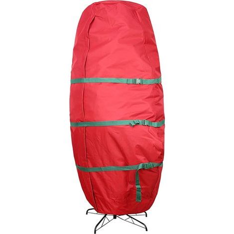 Sac de Rangement pour Sapin de Noël de Grande capacité, Housse Anti-poussière Robuste, Sacs de Rangement imperméables Pliables, étuis de Rangement avec poignées,Rouge,89×190cm (1/5)