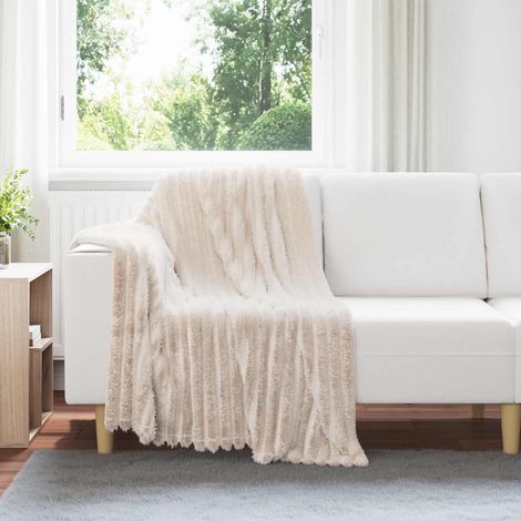 Überwurfdecke Beige 150 x 130 cm Fleece