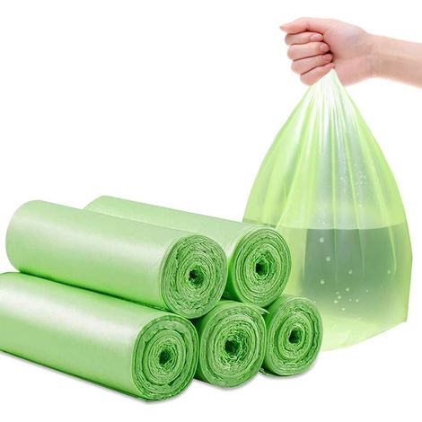 Lot de 100 sacs poubelle bio pour charges lourdes – Résistants à la déchirure – 50 x 60 cm – Anthracite – 100 % compostables – Biodégradables – en amidon de maïs (1/4)