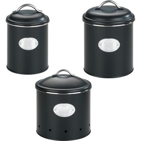 WENKO Set di 3 contenitori con coperchio per conservare cipolle, aglio e patate (1/4)