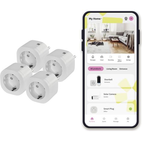 OMAJIN by Netatmo set 4 Prese Intelligenti con timer, monitoraggio consumo, controllo remoto, spegnimento ritardato, risparmio energetico, Wi-Fi/Bluetooth, 16A/3680W, OSP-SK-01-EC (1/4)