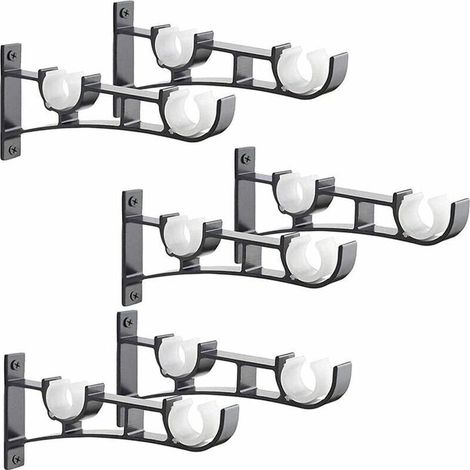 Support de tringle à rideau double en aluminium noir – Capacité jusqu'à 50 kg – Design antidérapant pour tringles de 25 à 28 mm – Installation facile (1/5)