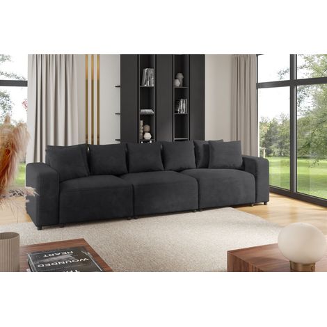Sofa Designersofa Bigsofa MEGAN 3-Sitzer in Stoff Poso Anthrazit (1/3)