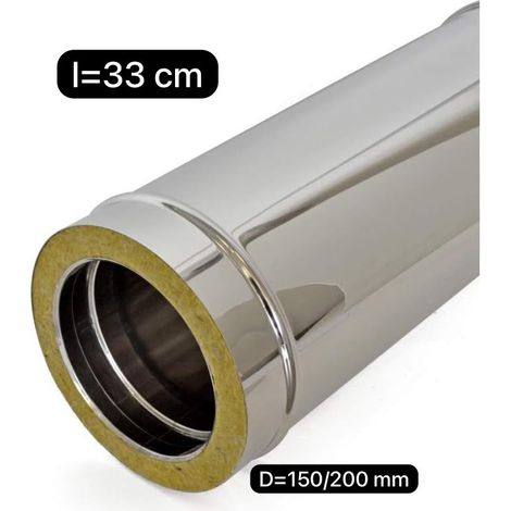 Tubo coibentato per canna fumaria cm 33 d 150/200 mm sp 0,5 mm acciaio 316