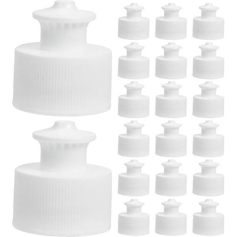 Lot de 24 bouchons de rechange à pression/traction pour bouteilles de sport réutilisables.-White (1/4)
