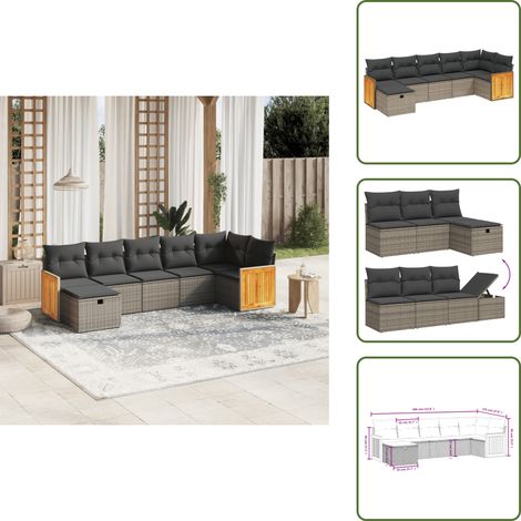 Salon de jardin avec coussins 7 pcs gris résine tressée - Ensemble Salon De Jardin - Meubles De Jardin - Salon Extérieur - Mobilier De Jardin Design - Chaise Longue (1/5)