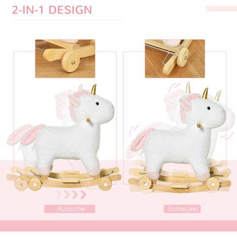 Bascule licorne sonore avec roues, poignées, douce peluche à bascule pour bébé, fauteuil-balance pour tout-petits de 3 à 6 mois