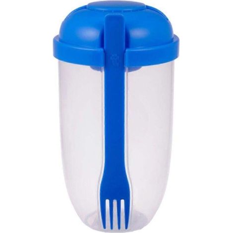 Saladier frais avec récipient à vinaigrette et fourchette, bouteille de conservation alimentaire portable en plastique pour pique-nique (1/5)