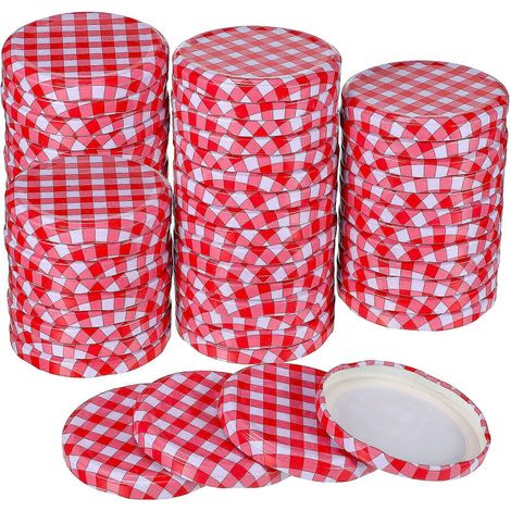 Couvercles à vis compatibles pour bocaux Mason, lot de 200, en fer-blanc à large ouverture, multicolores (1/5)