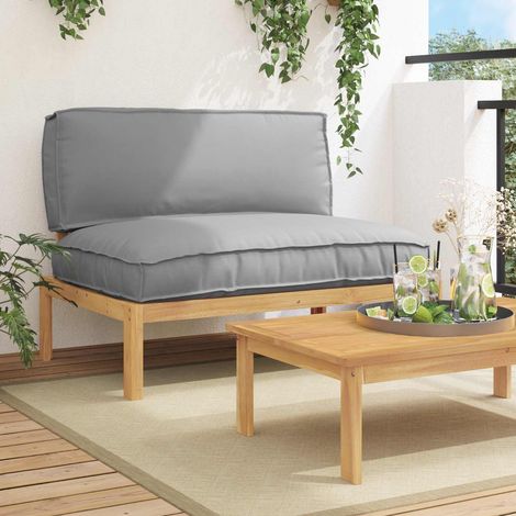 Sofa Set mit Kissen Uni Grau 120 x 92 x 69 cm Massivholz Akazie (1/5)