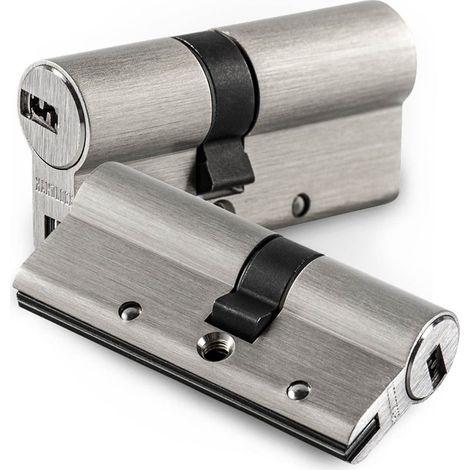 "R15" 40x40mm Sicherheitszylinder mit 10-Kolben-System aus vernickeltem Messing (inkl. 5 Schlüssel)
