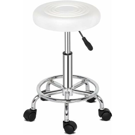 Tabourets de bar, chaises de bar pivotantes réglables en métal pour la maison et la cuisine (Blanc) (1/5)