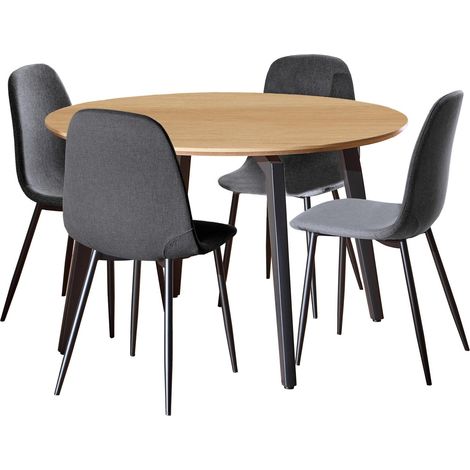 Conjunto de mesas y sillas para comedor Norsica 1008, Gris, 75x0x0cm, Diámetro: 120, Número de asientos: 4, Estilo: Contemporary (1/5)