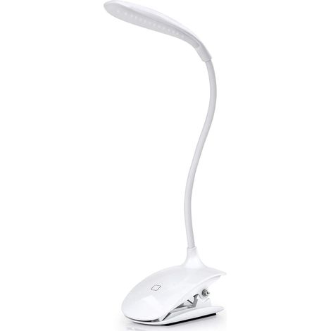 LED-Leseleuchte für Bücher – Wiederaufladbare Klemm-Tischlampe mit USB-Kabel, 3 Helligkeitsstufen zur Auswahl
