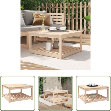 Holz Tisch - Gartentisch 82,5x82,5x45 cm Massivholz Kiefer (1/5)