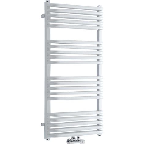 Milano Bow White D Bar Central Connection Heated Towel Rail Radiator - 1000mm x 500mm (1/5)