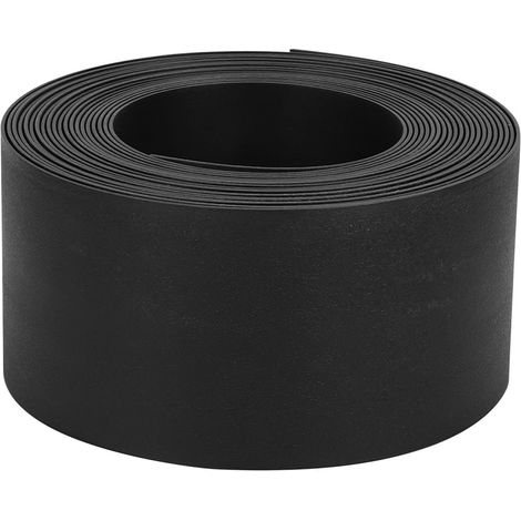 Wolketon Bordure de jardin en PE Bordurette de jardin flexible Bordure de pelouse 2mm pavé noir 1000x10x0.2cm