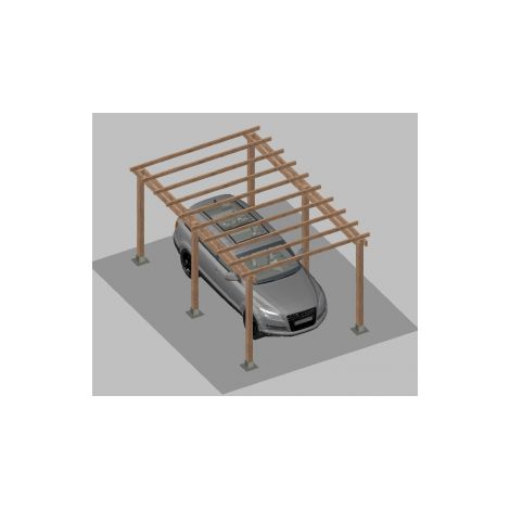 Carport Tettoia per Auto in Legno di Pino Impregnato - mt 5 X 3 - con Supporti a Tassellare