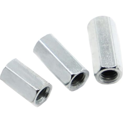 Entretoises femelles M3 M4 M5 M6 vers goujon hexagonal, zinguées (1/4)