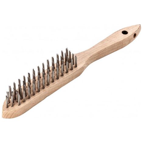 Brosse métallique à main V4A lisse 4 rangs 0,3mm