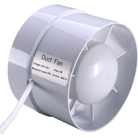 150mm Silent Air Extractor 18W 320m³/h Mixed Flow Duct Fan for Bath, Vents, Greenhouses, Tents (6 inch) (1/5)