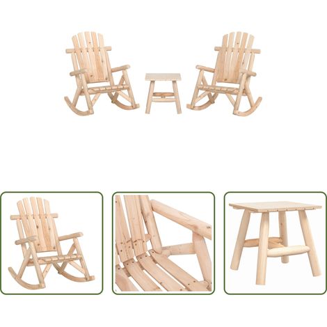 Holzschaukelstuhl - 3-tlg. Garten-Lounge-Set Massivholz Fichte (1/5)