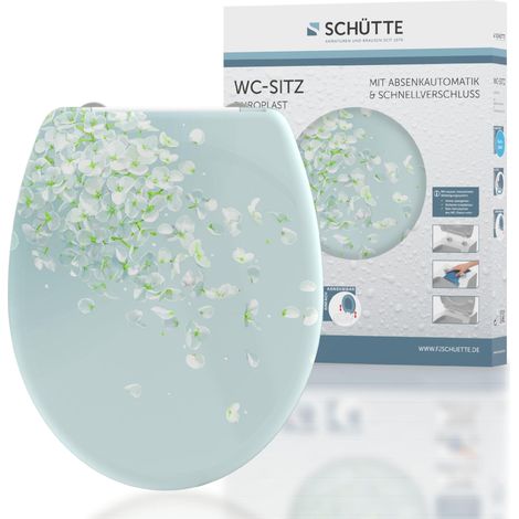 Schütte WC WIND Flower con abbassamento automatico, coperchio WC con motivo e chiusura rapida per la pulizia, coperchio WC in Duroplast (carico massimo 150 kg) (1/5)