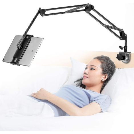Support de tablette pour lit, réglable et pliable avec rotation à 360 degrés pour , iPad, téléphone portable, tablette, Kindle Fire ou autres appareils de 4,7 à 32,5 cm (1,85 à 12,8 pouces). (1/5)