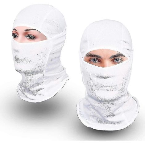 Cagoule homme anti-UV, protection solaire, idéale pour le ski, la moto, la course à pied et l'équitation (blanche) - FFY (1/4)