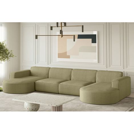 Wohnlandschaft U-Form Sofa PALMA XL in Stoff Scala Kiwi (1/2)