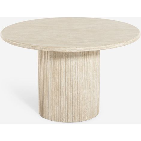 Tavolo da pranzo rotondo 120cm moderno in legno effetto pietra Kara