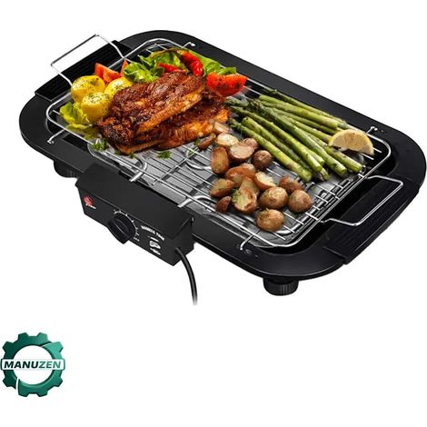 Manuzen - Grill électrique de table 1 800 W – thermostat 6 niveaux – Noir (1/3)