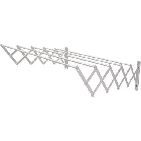 QORVA-Silber, einziehbare Wandwäscheleine 60 cm x 80 cm, hochfestes Aluminium, Edelstahl-Finish, Abmessungen: 60 cm x 80 cm, faltbare Wäscheleine für den Außenbereich (1/5)
