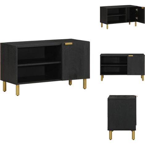 Meuble TV noir 80x33x46 cm bois d'ingénierie - Meuble TV - Meubles TV - Support TV - Banc TV (1/5)
