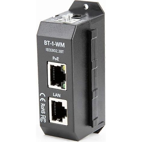 Single-Port 2,5 Gigabit PoE-Injektor für DIN-Schienenmontage, kompatibel mit 802.3af/at/bt, bis zu 90 W PoE++ Ausgangsleistung für PTZ-IP-Kameras und High-End-Access-Points (1/5)