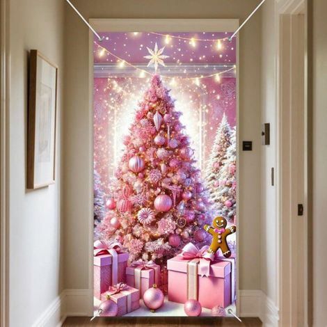 Rideau De Porte - Décoration De Noël - Pour Porte Intérieur Et Extérieur - 90 X 190 Cm - 1 Pièce (1/5)