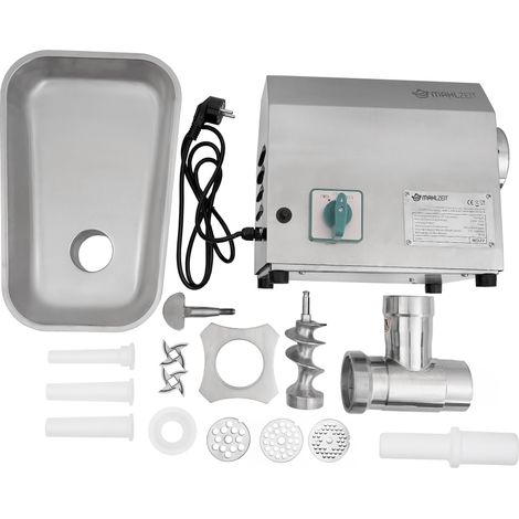 Hachoir à viande électrique 750W – 150kg/h – Acier inoxydable – Remplisseur de saucisses – Moteur silencieux – Mahlzeit — vue 3