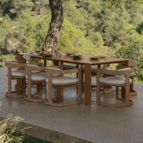 Set da tavolo rettangolare 220 x 100 cm Kandroa e 8 sedie da giardino in legno di eucalipto Selira SKLUM            