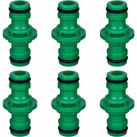 6 raccords de tuyau à double connect de tuyau pour raccorder des tuyaux d'arrosage (vert) (1/5)