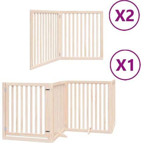 Barrière de sécurité pour chien animaux de compagnie porte pliable 8 panneaux bois de peuplier marron