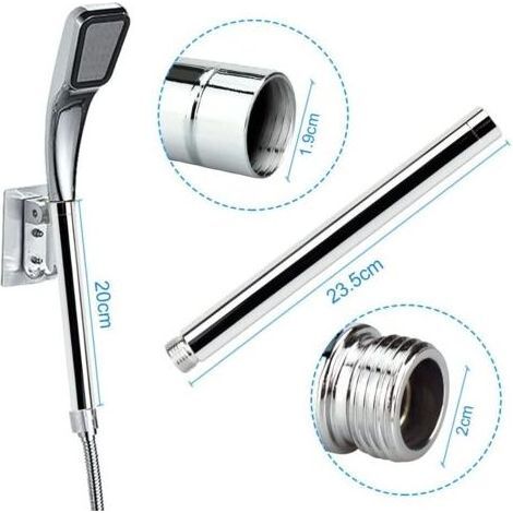 Bras de Douche Extension en Acier Inoxydable 20cm Tube d'Extension de Douche G 1/2\ (1/4)