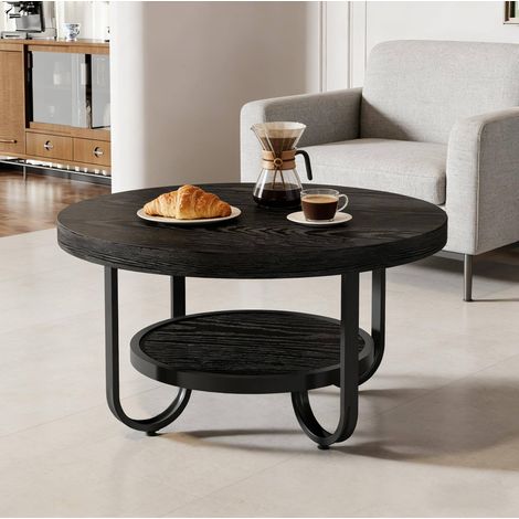Table console en MDF avec 2 étagères de rangement, effet marbre blanc, 47x47x55 cm (1/5)