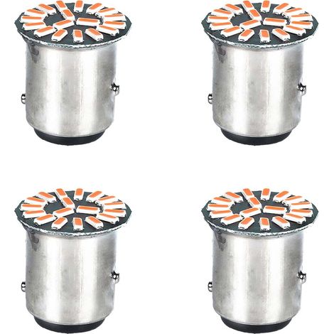 4 Pezzi Lampada Led BAY15D 1157 P21/W 18 SMD 4014 12V 300lm 1W/0.3W Doppio Filamento Ambra Piedi Storti Sfalsati 180g 22mm (1/3)