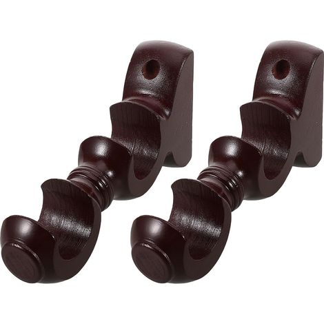 de 2 Supports Doubles en Bois Naturel pour Tringles Rideaux