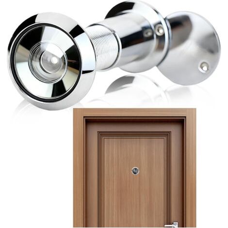 Judas de porte avec brise-vue - Grand angle 220° - Lentilles en verre optique - Trou de perçage de 16 à 20 mm de diamètre - Avec judas de porte sans perçage - Longueur - Judas de porte pour porte de