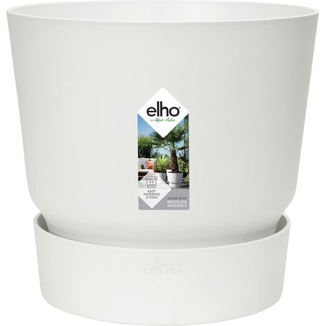 Pot de fleurs rond blanc design moderne intérieur et extérieur Ø 14 x H 13 cm - PANGIVO (1/5)
