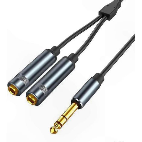 6,35-mm-Klinkenstecker auf zwei Stereo-Buchsen-Y-Adapterkabel, Audio-Splitter für Lautsprecher und Geräte (1/5)