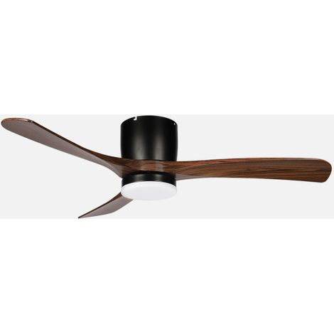 ABRILA - Ventilador DC Paterna 18W  3 Aspas  6 Velocidades  LED Integrado  Luz Opcional  Control Remoto  27x117x117 cm  Negro/Roble