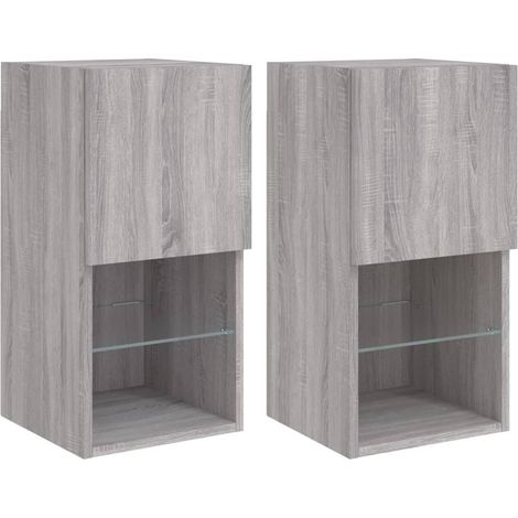 Mobile TV multimediale Mensola TV Credenza TV Sala da pranzo Soggiorno Camera da letto con luci LED 2 pezzi Sonoma 305 x 30 x 60 cm Grigio 020028882